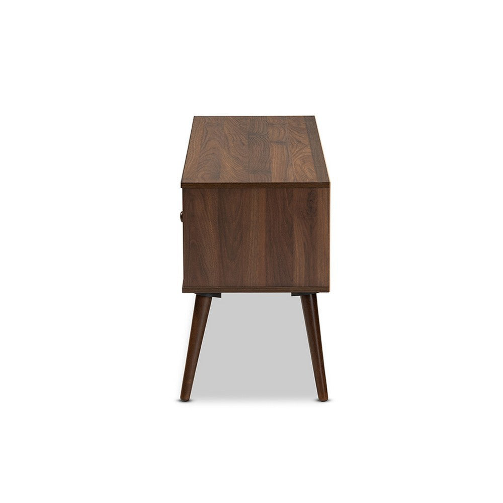 Baxton Studio Alard Mid-Century Modern Walnut Brown Finished 2-Door Wood TV Stand WHI-TV8002-Columbia-Walnut-TV
