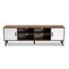 Baxton Studio Quinn Mid-Century Modern Two-Tone White and Walnut Finished 2-Door Wood TV Stand WHI-TV8003-Columbia-Walnut-White-TV