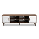 Baxton Studio Quinn Mid-Century Modern Two-Tone White and Walnut Finished 2-Door Wood TV Stand WHI-TV8003-Columbia-Walnut-White-TV