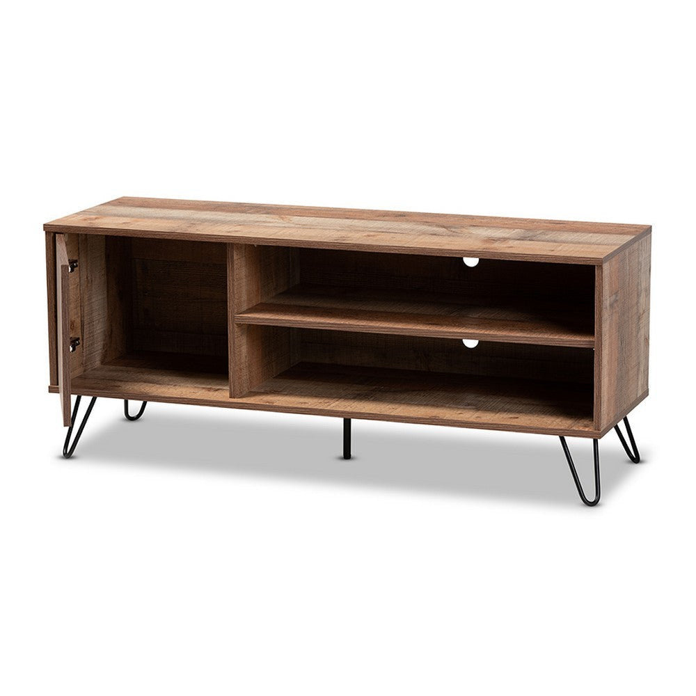 Baxton Studio Iver Modern and Contemporary Rustic Oak Finished 1-Door Wood TV Stand WHI-TV8005-Vintage-Oak-TV