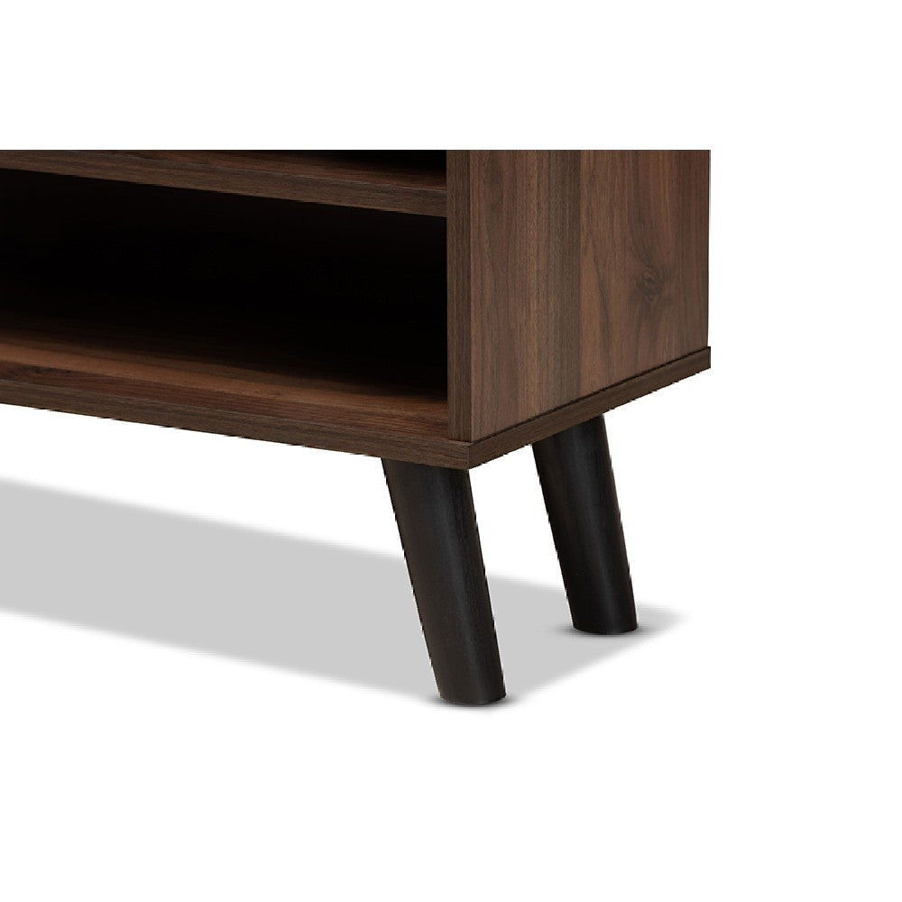 Baxton Studio Mallory Modern and Contemporary Two-Tone Walnut Brown and Grey Finished Wood TV Stand WHI-TV8009-Walnut-Grey-TV