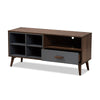 Baxton Studio Garrick Modern and Contemporary Two-Tone Grey and Walnut Brown Finished Wood 1-Drawer TV Stand WHI-TV8018-Walnut-Grey-TV