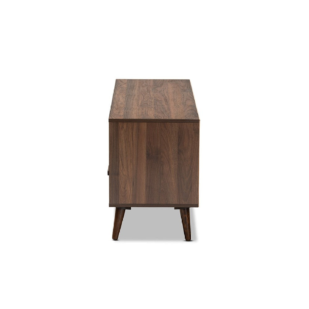 Baxton Studio Garrick Modern and Contemporary Two-Tone Grey and Walnut Brown Finished Wood 1-Drawer TV Stand WHI-TV8018-Walnut-Grey-TV