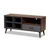 Baxton Studio Garrick Modern and Contemporary Two-Tone Grey and Walnut Brown Finished Wood 1-Drawer TV Stand WHI-TV8018-Walnut-Grey-TV