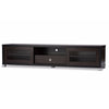 Baxton Studio Beasley 70-Inch Dark Brown TV Cabinet with 2 Sliding Doors and Drawer WHI-TV834180-Wenge