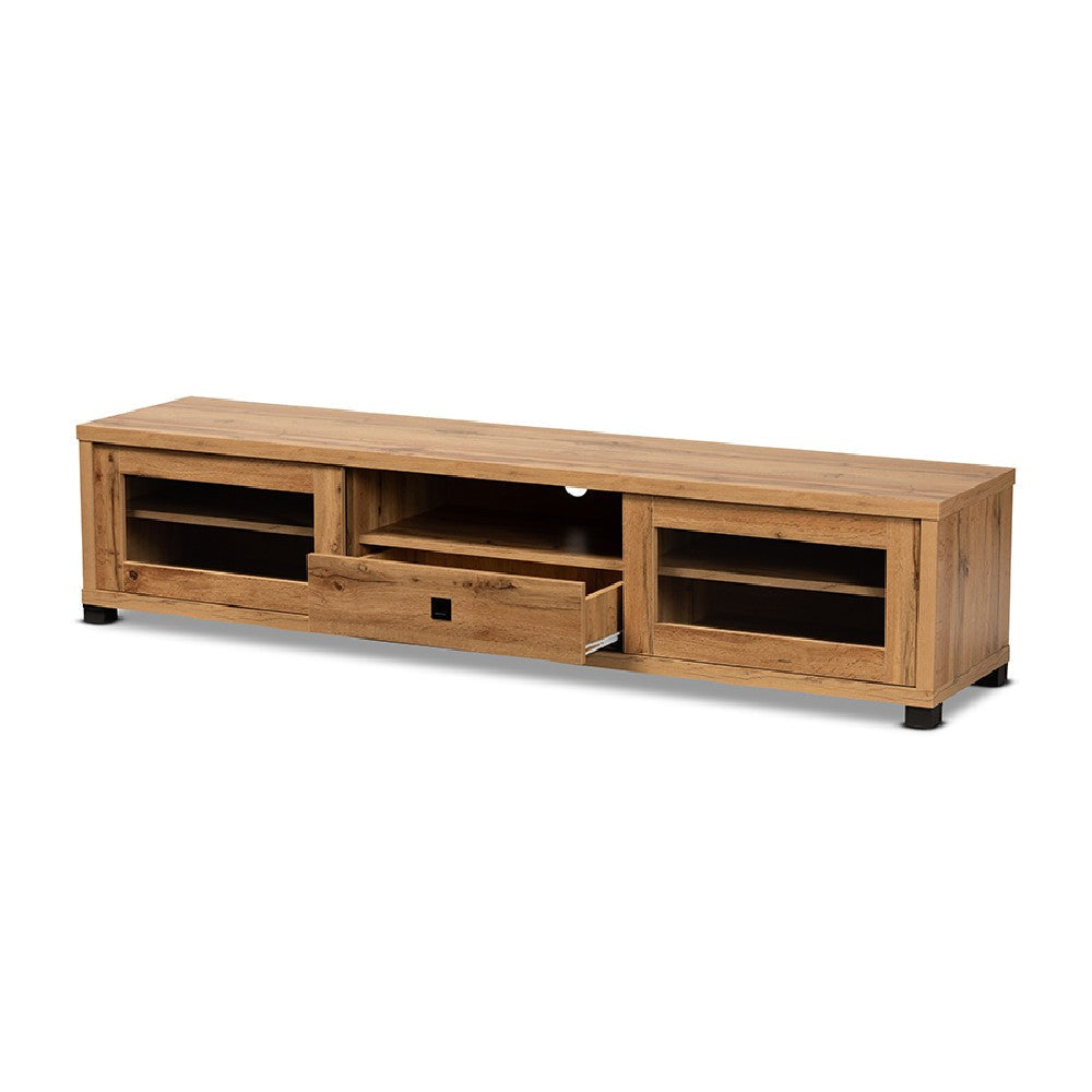 Baxton Studio Beasley Modern and Contemporary Oak Brown Finished Wood 1-Drawer TV Stand WHI-TV834180-Wotan-Oak