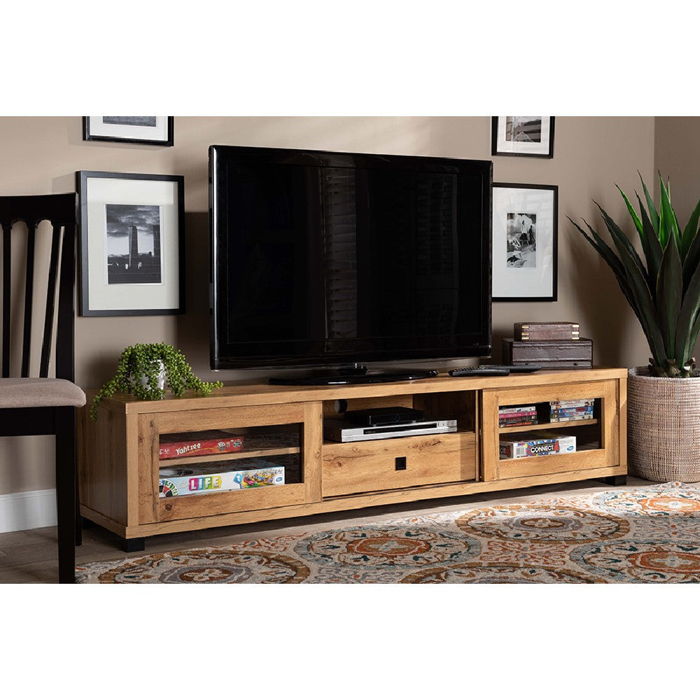 Baxton Studio Beasley Modern and Contemporary Oak Brown Finished Wood 1-Drawer TV Stand WHI-TV834180-Wotan-Oak
