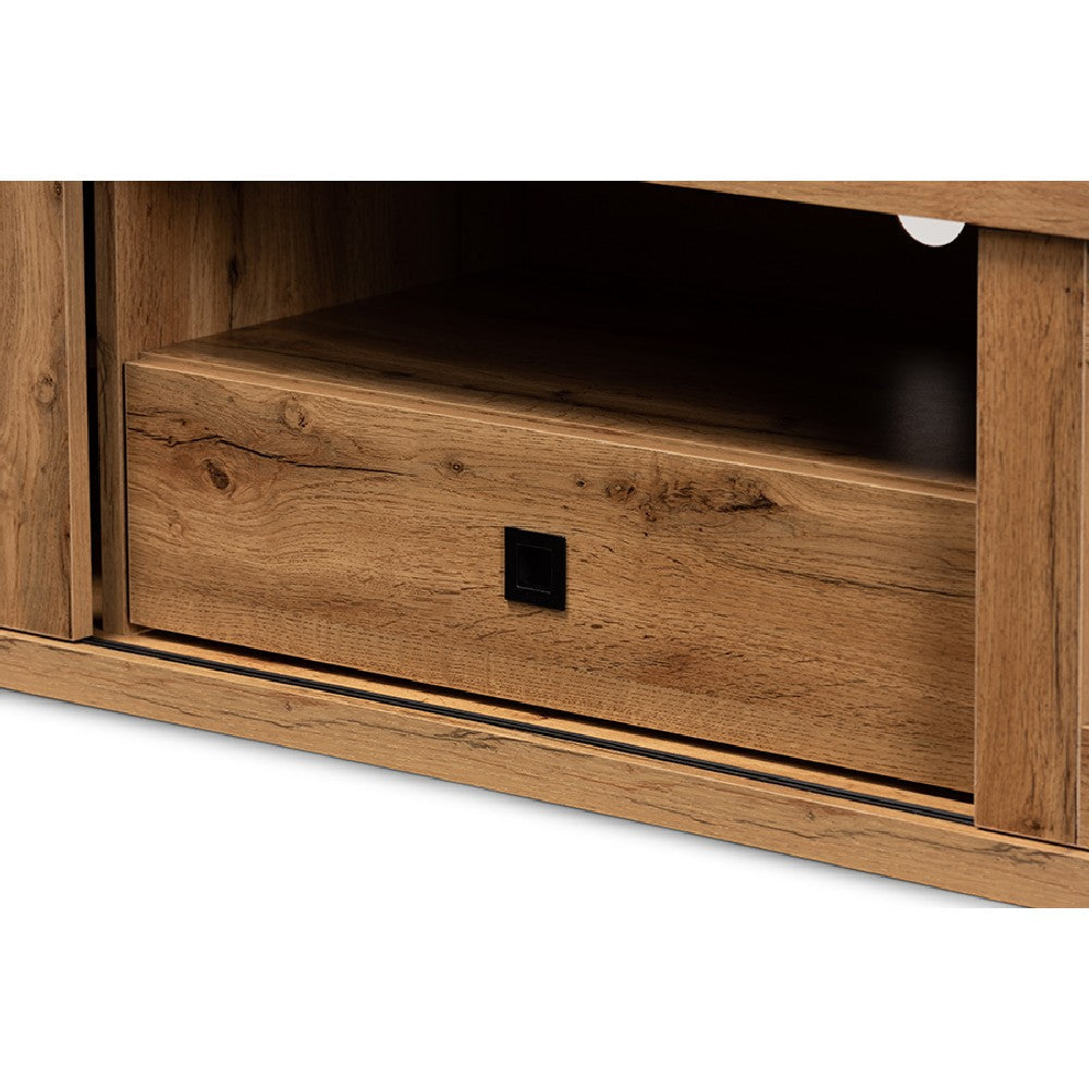 Baxton Studio Beasley Modern and Contemporary Oak Brown Finished Wood 1-Drawer TV Stand WHI-TV834180-Wotan-Oak