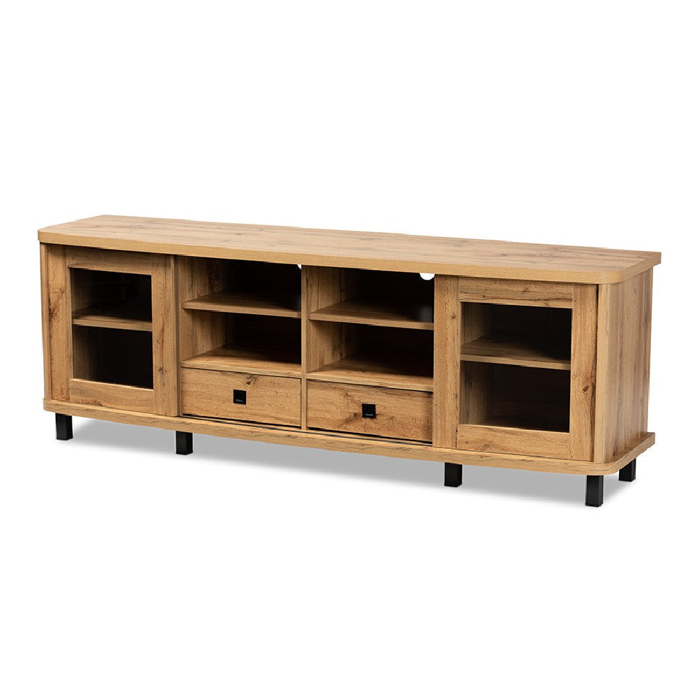Baxton Studio Walda Modern and Contemporary Oak Brown Finished Wood 2-Drawer TV Stand WHI-TV838070-Wotan-Oak