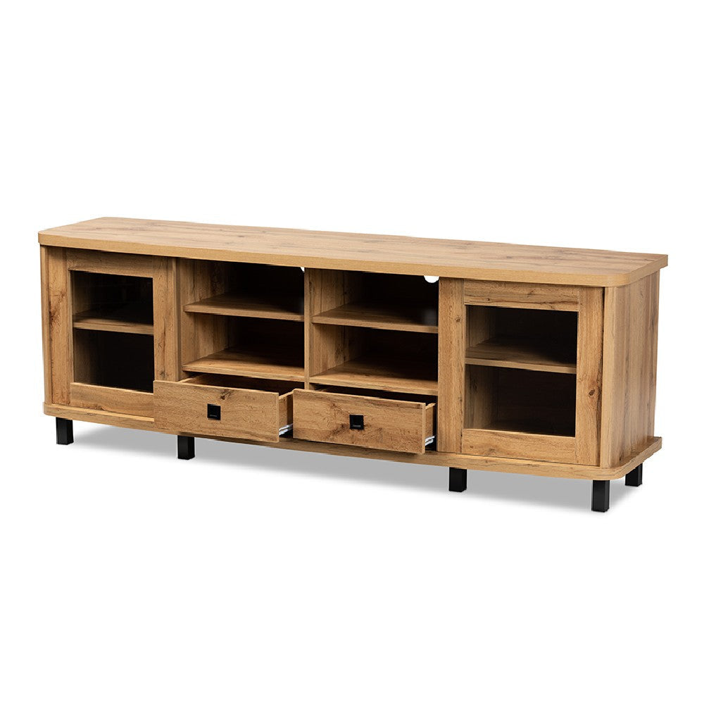 Baxton Studio Walda Modern and Contemporary Oak Brown Finished Wood 2-Drawer TV Stand WHI-TV838070-Wotan-Oak