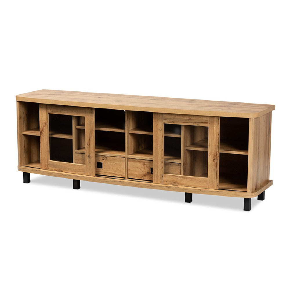 Baxton Studio Walda Modern and Contemporary Oak Brown Finished Wood 2-Drawer TV Stand WHI-TV838070-Wotan-Oak