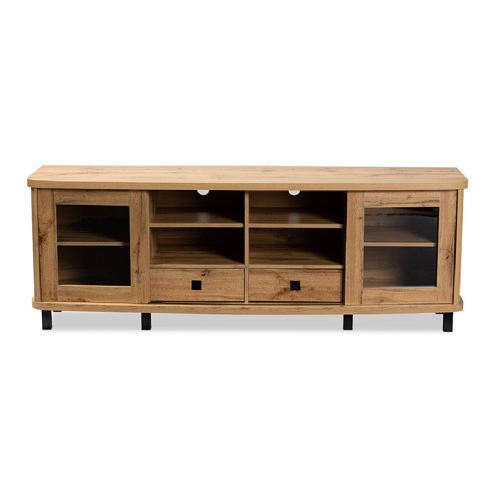 Baxton Studio Walda Modern and Contemporary Oak Brown Finished Wood 2-Drawer TV Stand WHI-TV838070-Wotan-Oak