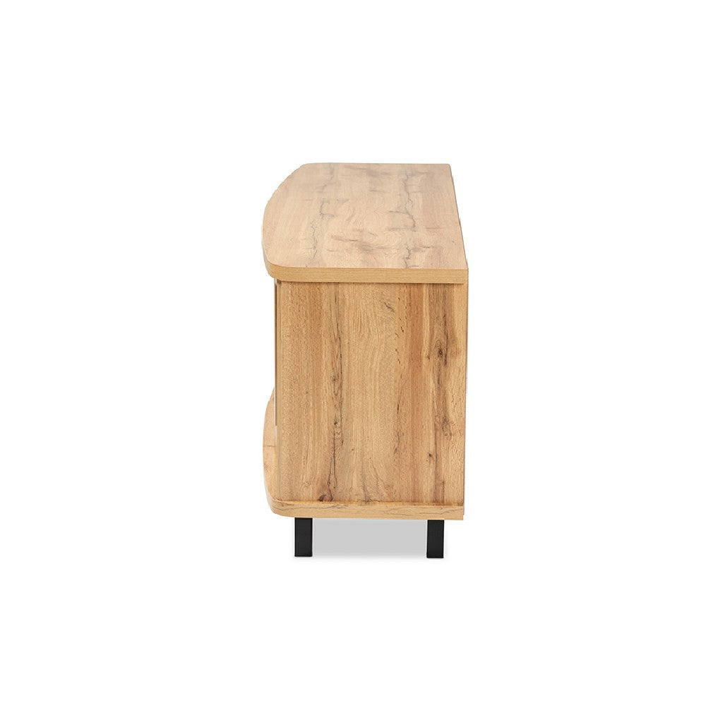 Baxton Studio Walda Modern and Contemporary Oak Brown Finished Wood 2-Drawer TV Stand WHI-TV838070-Wotan-Oak