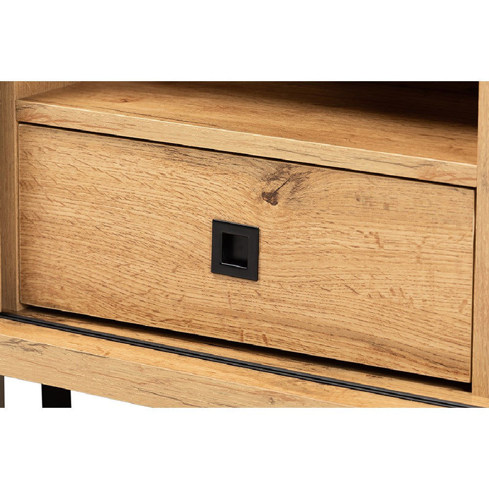 Baxton Studio Walda Modern and Contemporary Oak Brown Finished Wood 2-Drawer TV Stand WHI-TV838070-Wotan-Oak