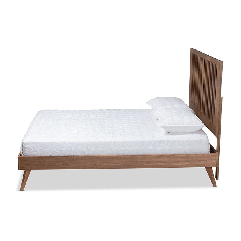 Baxton Studio Takeo Mid-Century Modern Transitional Ash Walnut Finished Wood Queen Size Platform Bed