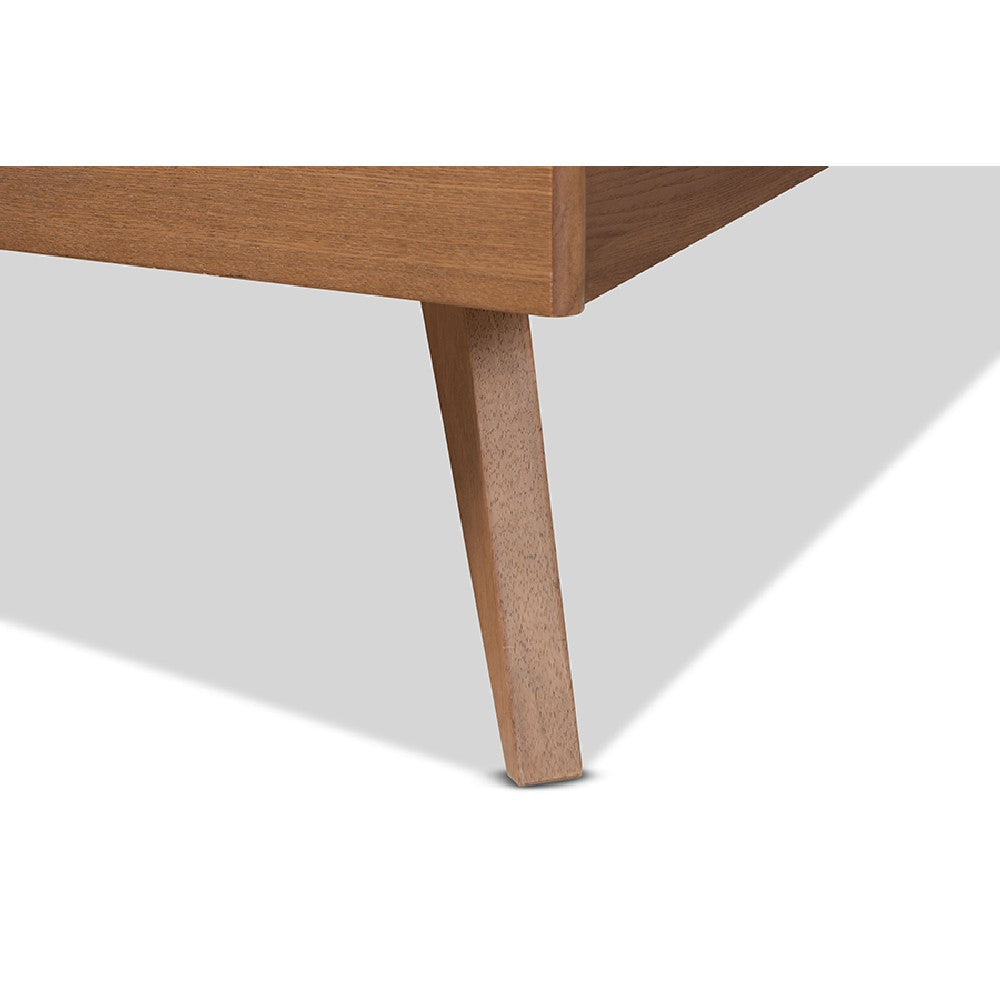 Baxton Studio Takeo Mid-Century Modern Transitional Ash Walnut Finished Wood Queen Size Platform Bed