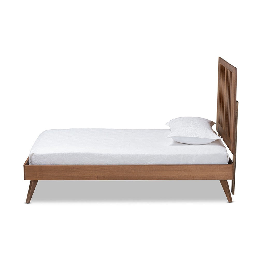 Baxton Studio Takeo Mid-Century Modern Transitional Ash Walnut Finished Wood Twin Size Platform Bed