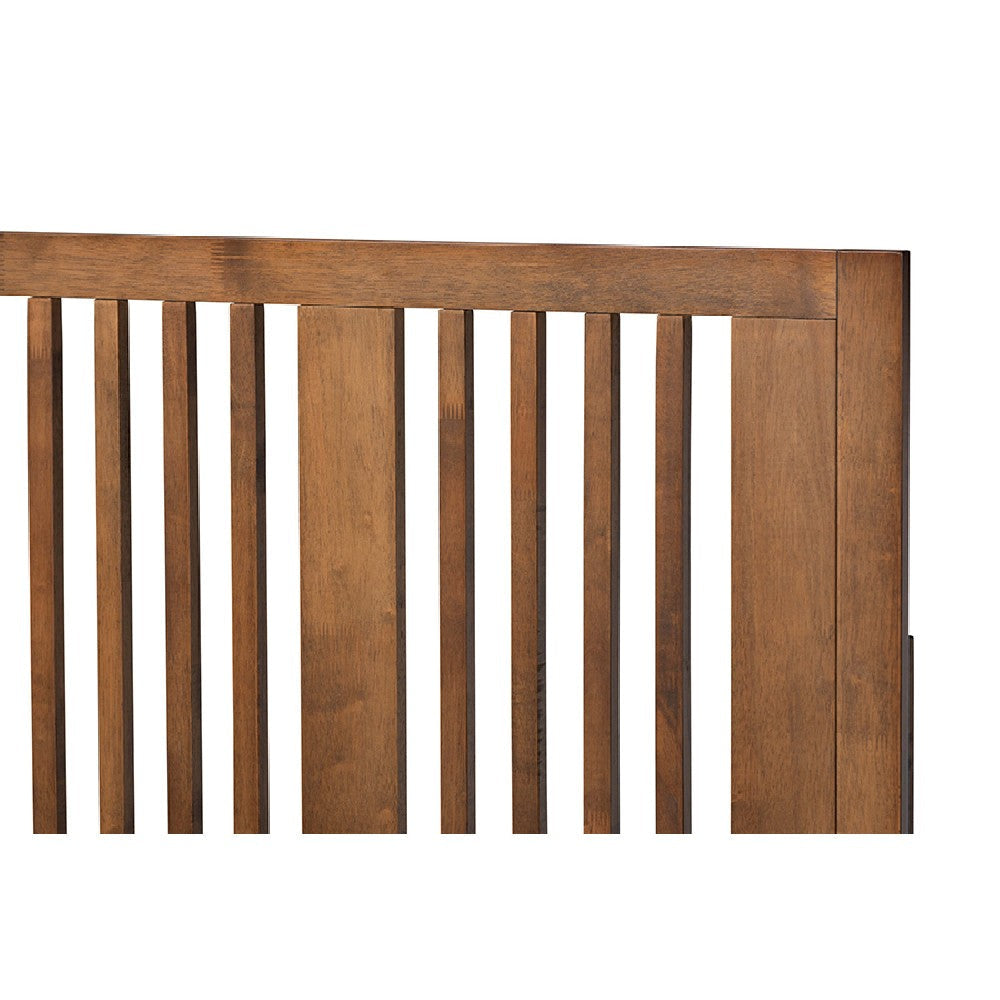 Baxton Studio Takeo Mid-Century Modern Transitional Ash Walnut Finished Wood Twin Size Platform Bed