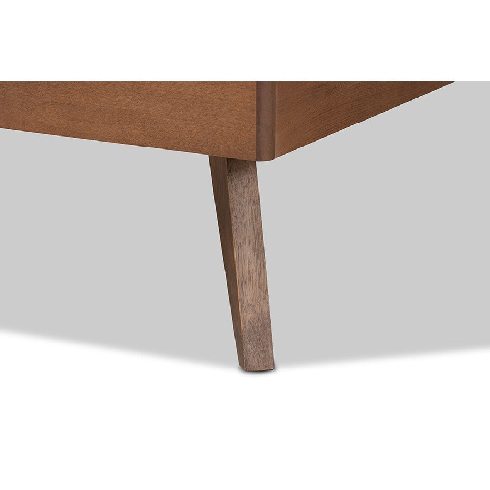 Baxton Studio Takeo Mid-Century Modern Transitional Ash Walnut Finished Wood Twin Size Platform Bed