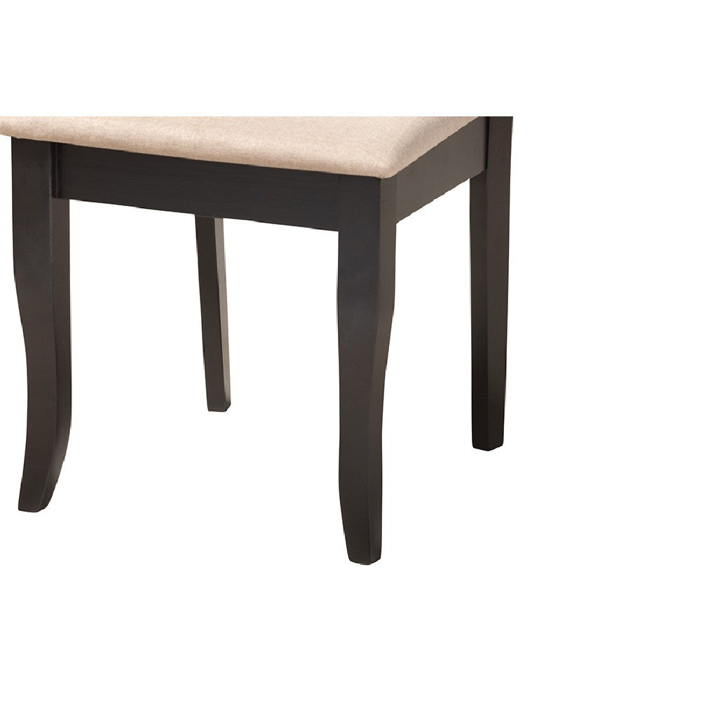 Baxton Studio Thea Modern Beige Fabric and Dark Brown Finished Wood 5-Piece Dining Set WHI-Thea-Sand-Dark-Brown-5PC-Dining-Set