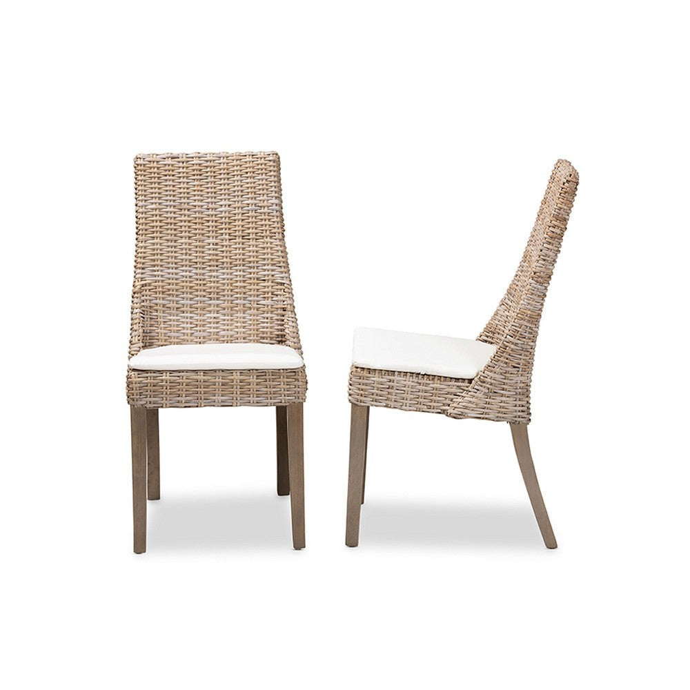 bali & pari Toby Modern Bohemian Grey Rattan 2-Piece Dining Chair Set WHI-Toby-Grey-Natural-DC