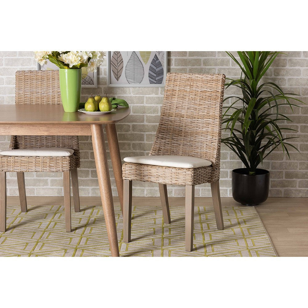 bali & pari Toby Modern Bohemian Grey Rattan 2-Piece Dining Chair Set WHI-Toby-Grey-Natural-DC