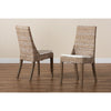 bali & pari Toby Modern Bohemian Grey Rattan 2-Piece Dining Chair Set