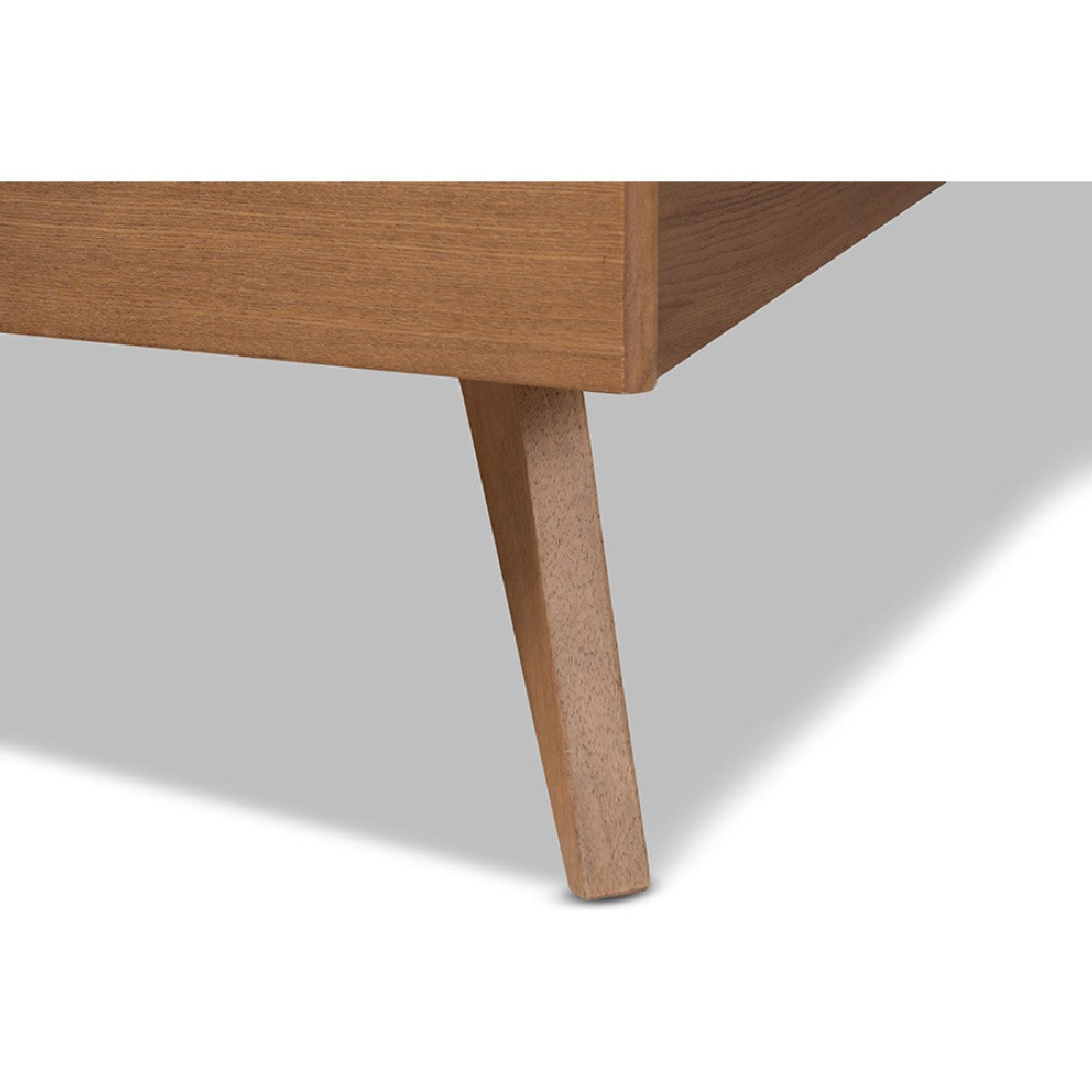 Baxton Studio Toru Mid-Century Modern Ash Walnut Finished Wood King Size Platform Bed