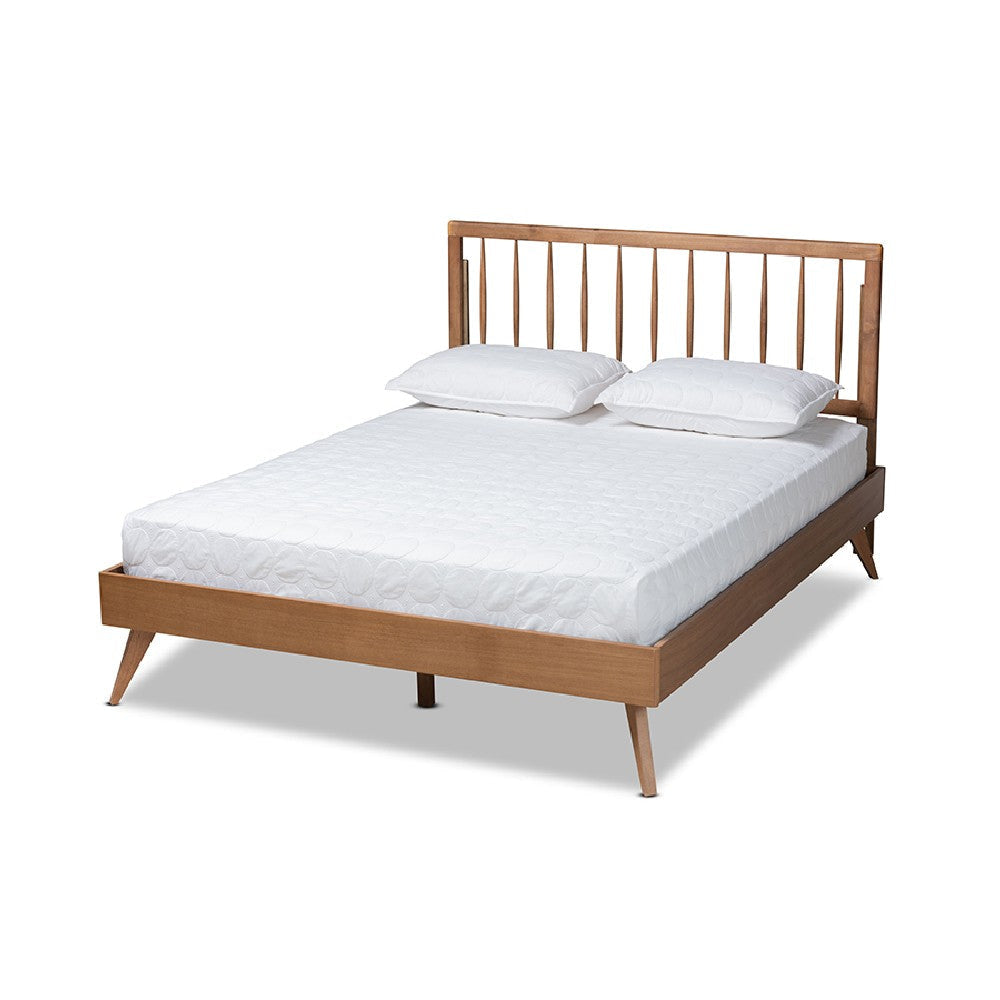 Baxton Studio Toru Mid-Century Modern Ash Walnut Finished Wood Queen Size Platform Bed WHI-Toru-Ash-Walnut-Queen