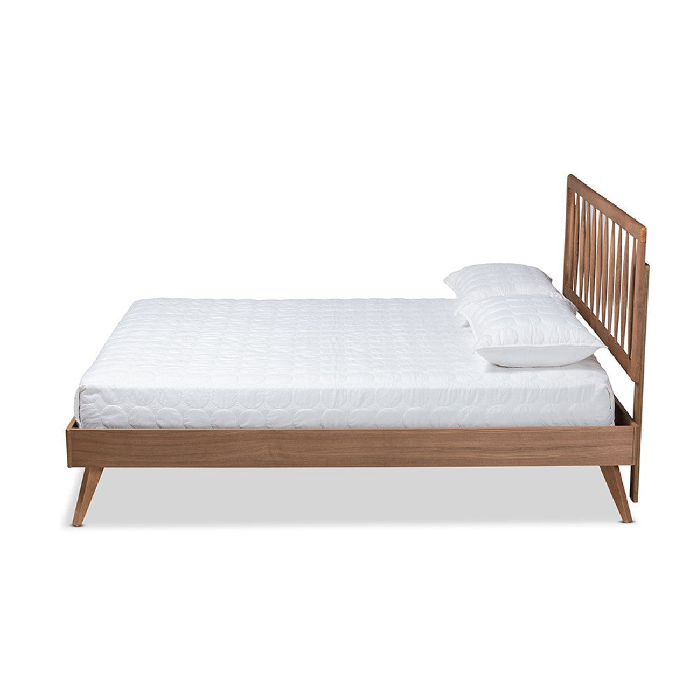 Baxton Studio Toru Mid-Century Modern Ash Walnut Finished Wood Queen Size Platform Bed WHI-Toru-Ash-Walnut-Queen