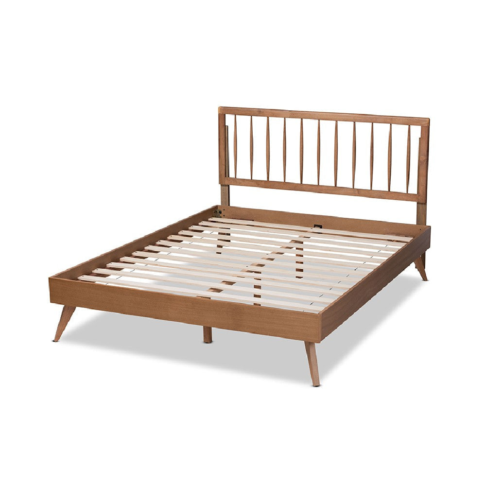 Baxton Studio Toru Mid-Century Modern Ash Walnut Finished Wood Queen Size Platform Bed WHI-Toru-Ash-Walnut-Queen