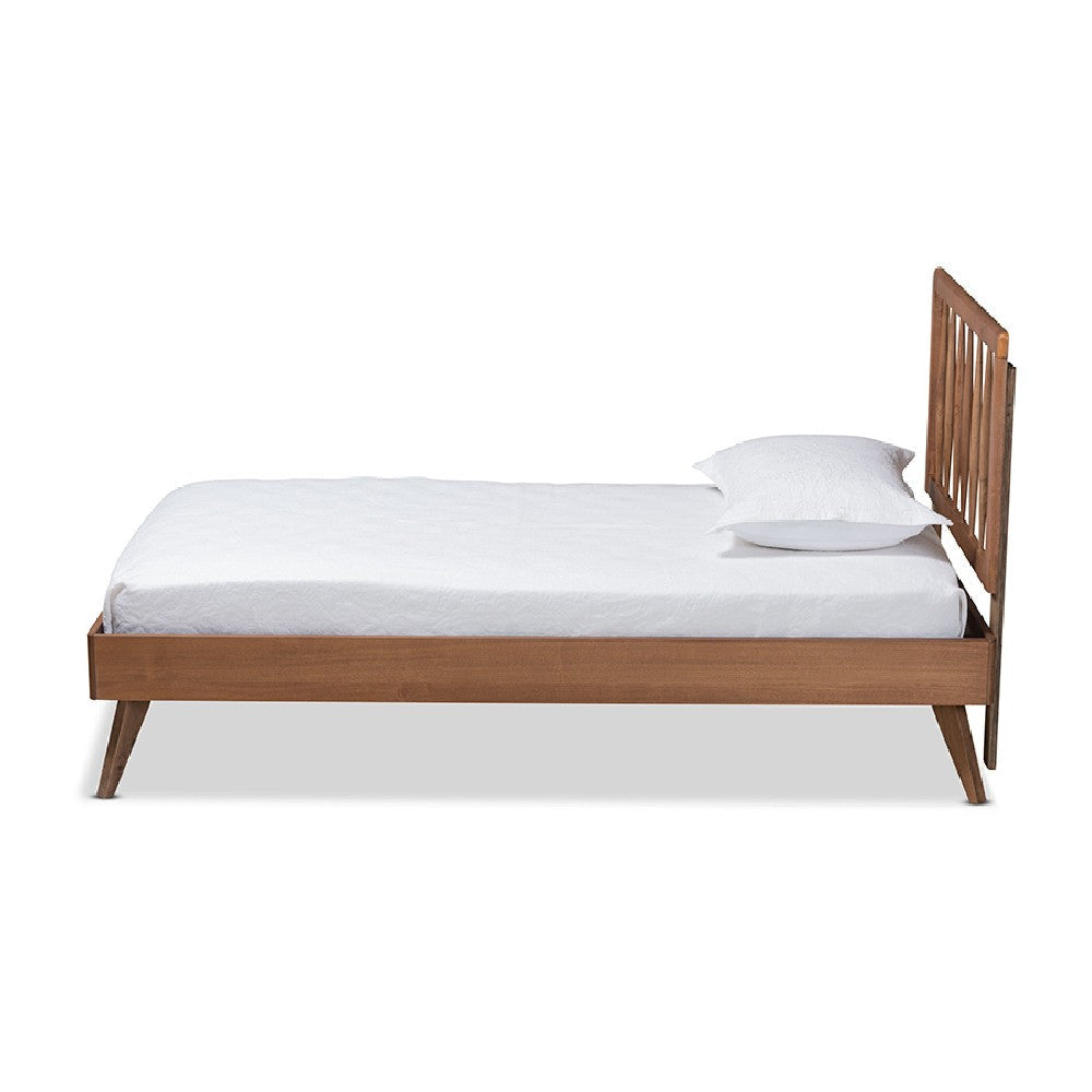 Baxton Studio Toru Mid-Century Modern Ash Walnut Finished Wood Twin Size Platform Bed