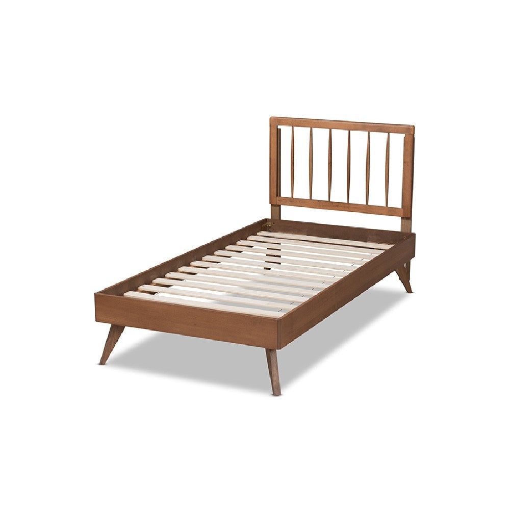 Baxton Studio Toru Mid-Century Modern Ash Walnut Finished Wood Twin Size Platform Bed