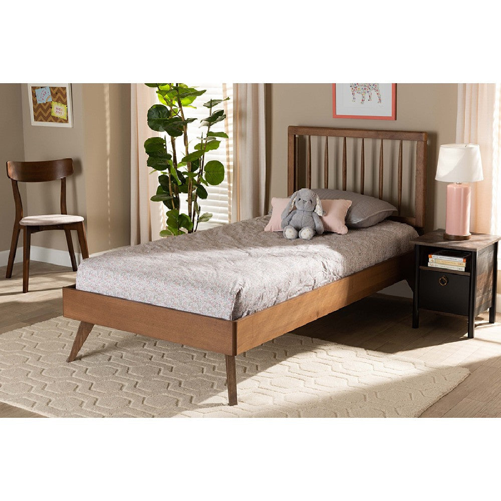Baxton Studio Toru Mid-Century Modern Ash Walnut Finished Wood Twin Size Platform Bed