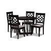 Baxton Studio Tricia Modern and Contemporary Grey Fabric Upholstered and Dark Brown Finished Wood 5-Piece Dining Set