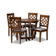 Baxton Studio Tricia Modern and Contemporary Grey Fabric Upholstered and Walnut Brown Finished Wood 5-Piece Dining Set