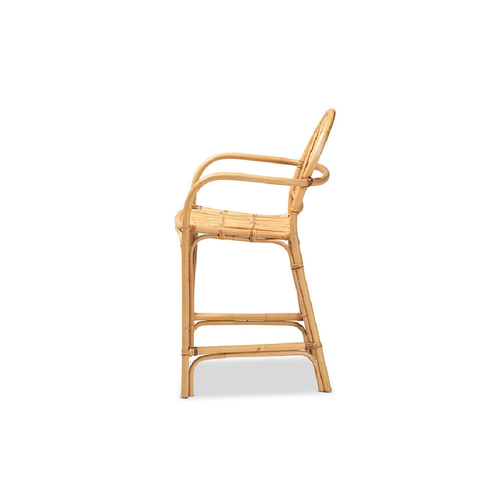 bali & pari Tugera Modern Bohemian Natural Brown Rattan Counter Stool WHI-Tugera-Rattan-CS