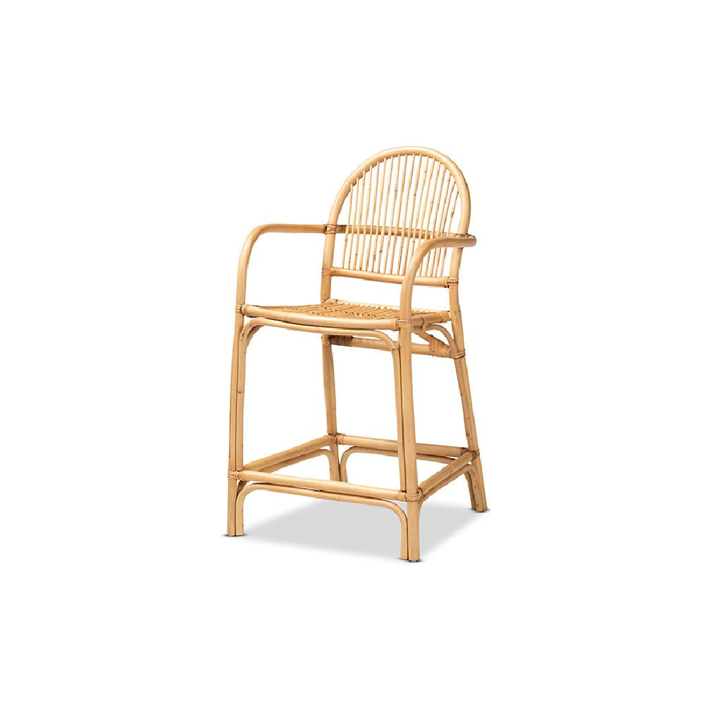 bali & pari Tugera Modern Bohemian Natural Brown Rattan Counter Stool WHI-Tugera-Rattan-CS