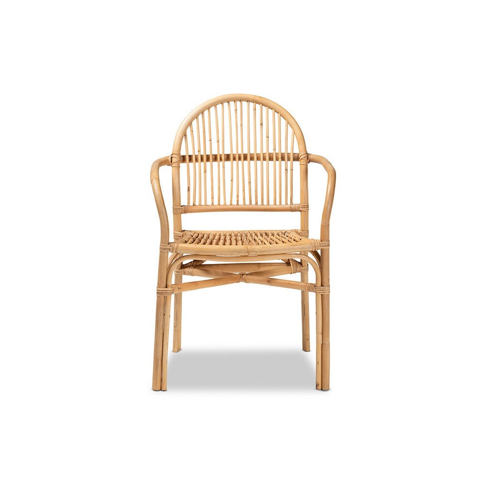 bali & pari Tugera Modern Bohemian Natural Brown Rattan Dining Chair WHI-Tugera-Rattan-DC