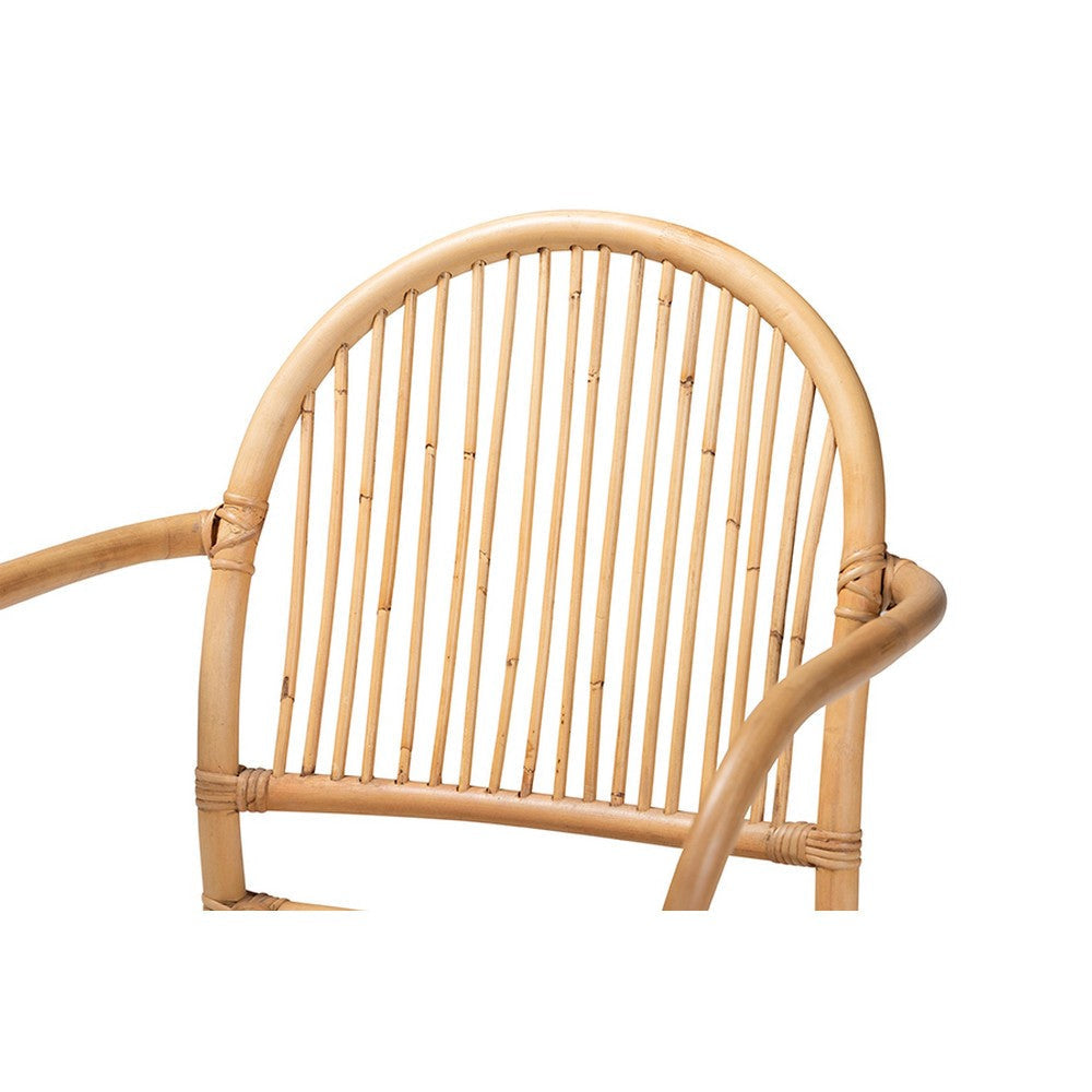 bali & pari Tugera Modern Bohemian Natural Brown Rattan Dining Chair WHI-Tugera-Rattan-DC