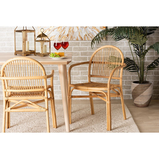 bali & pari Tugera Modern Bohemian Natural Brown Rattan Dining Chair