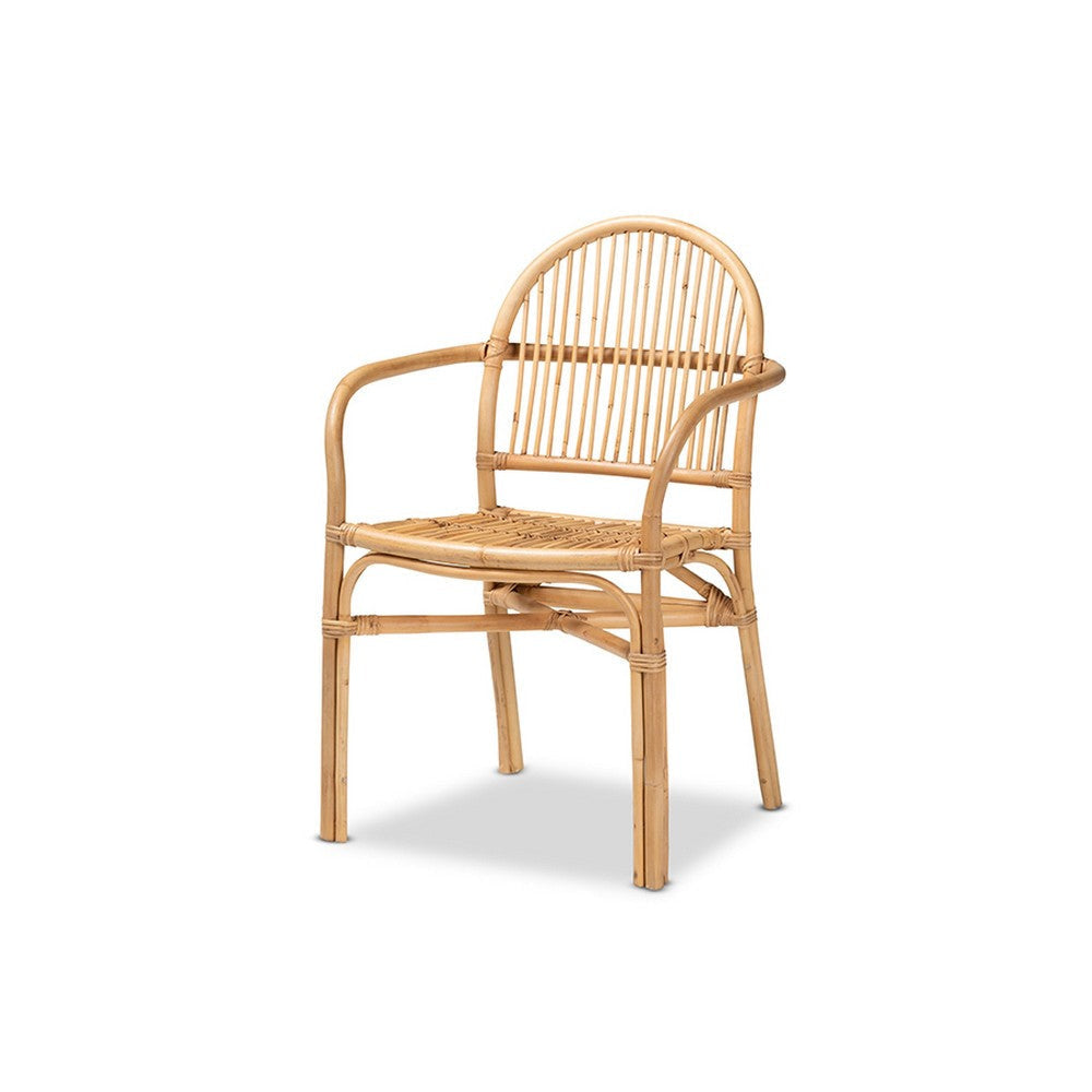 bali & pari Tugera Modern Bohemian Natural Brown Rattan Dining Chair WHI-Tugera-Rattan-DC