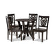 Baxton Studio Valda Modern and Contemporary Transitional Dark Brown Finished Wood 5-Piece Dining Set
