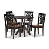 Baxton Studio Valda Modern and Contemporary Transitional Two-Tone Dark Brown and Walnut Brown Finished Wood 5-Piece Dining Set