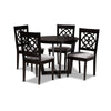 Baxton Studio Valerie Modern and Contemporary Grey Fabric Upholstered and Dark Brown Finished Wood 5-Piece Dining Set