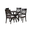 Baxton Studio Velia Modern Grey Fabric and Dark Brown Finished Wood 5-Piece Dining Set
