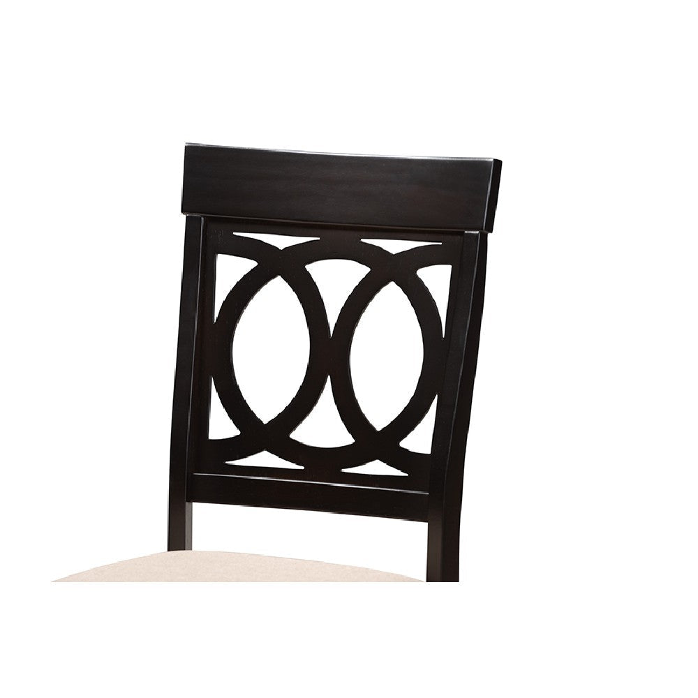 Baxton Studio Velia Modern Sand Fabric and Dark Brown Finished Wood 5-Piece Dining Set