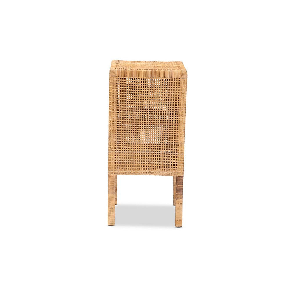 bali & pari Vivan Modern Bohemian Natural Brown Rattan 1-Door Nightstand WHI-Vivan-Mahogany-NS