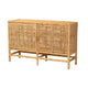 bali & pari Vivan Modern Bohemian Natural Brown Rattan and Mahogany Wood Storage Cabinet