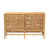 bali & pari Vivan Modern Bohemian Natural Brown Rattan and Mahogany Wood Storage Cabinet